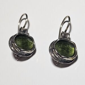 *Sale* Hammered Sterling Silver Silpada Green Quartz Drop Earrings